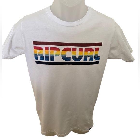 RIP CURL Surf Colorful Logo White Tee Shirt Men S Small - Picture 1 of 5